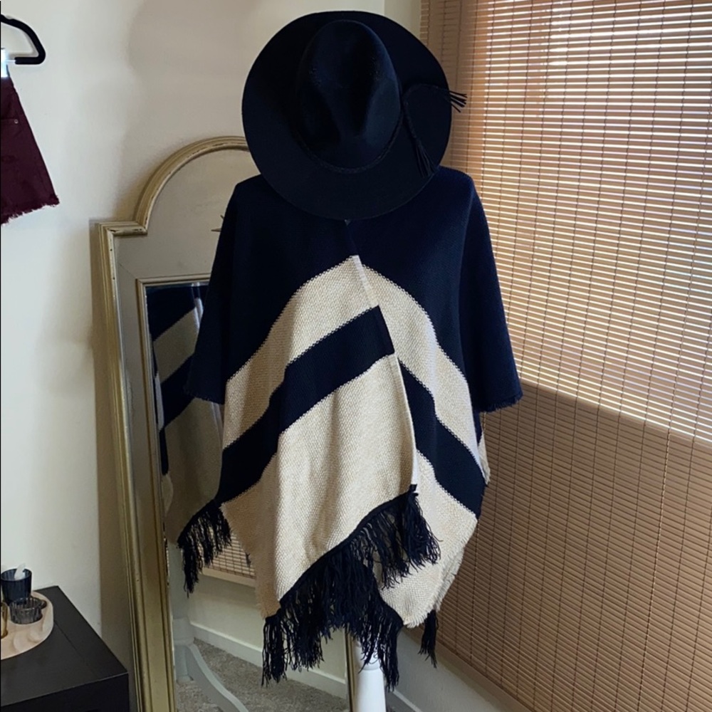 Boho Striped Shawl Wrap Sweater - Picture 2 of 4